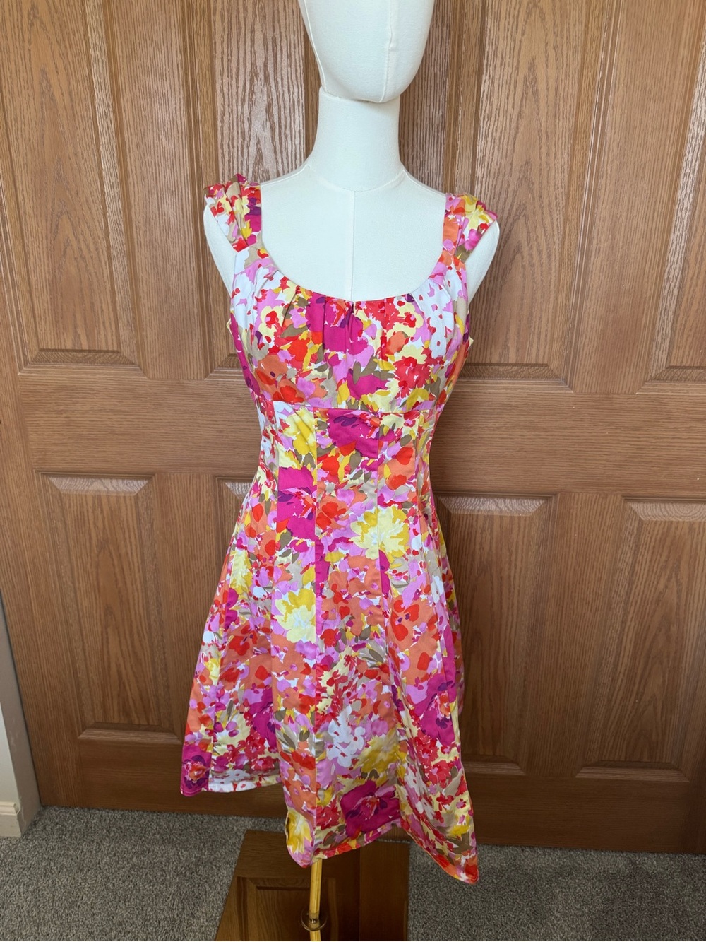 Floral Fit-and-Flare Sundress in Pink and Orange